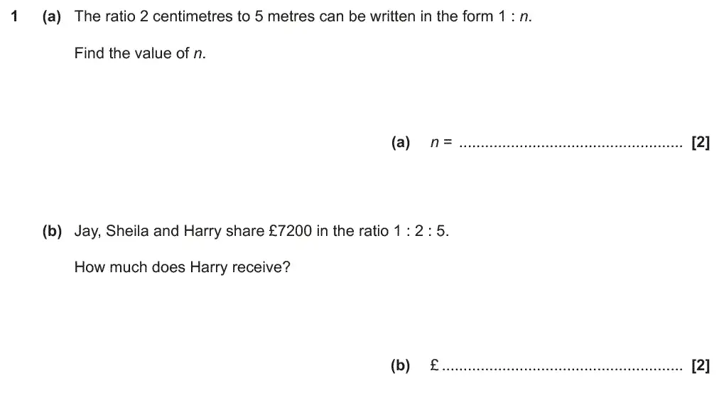 Question 1 - GCSE OCR Higher Maths Past Paper 4 (Calculator) - June 2018