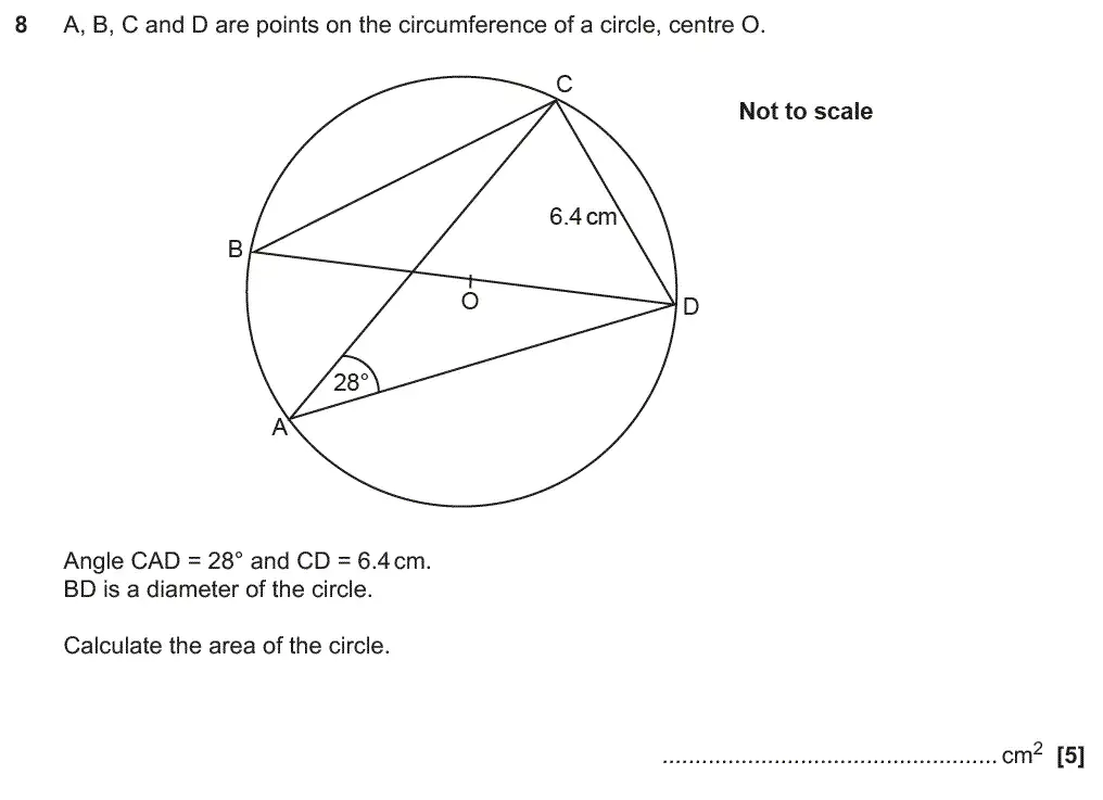 Question 8 - GCSE OCR Higher Maths Past Paper 4 (Calculator) - June 2018