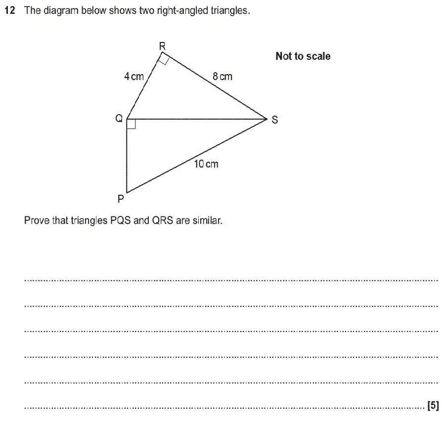 Question 12 - GCSE OCR Higher Maths Past Paper 6 (Calculator) - June 2018