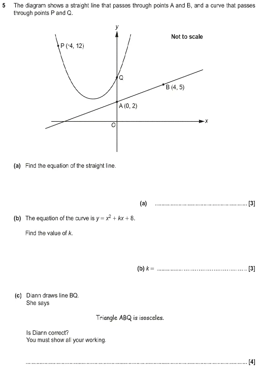Question 5 - GCSE OCR Higher Maths Past Paper 6 (Calculator) - June 2018