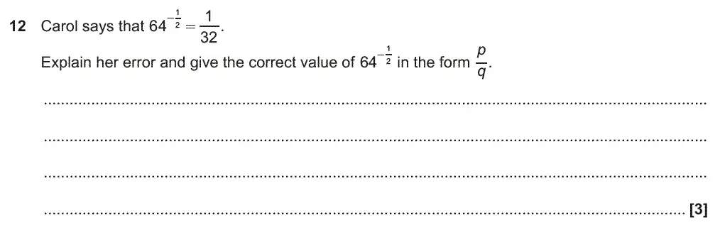Question 12 - GCSE OCR Higher Maths Past Paper 5 (Non-Calculator) - June 2018
