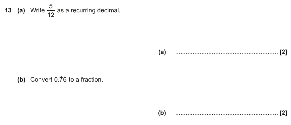Question 13 - GCSE OCR Higher Maths Past Paper 5 (Non-Calculator) - June 2018