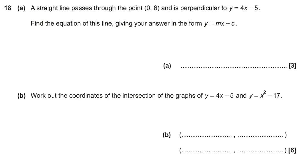 Question 18 - GCSE OCR Higher Maths Past Paper 5 (Non-Calculator) - June 2018