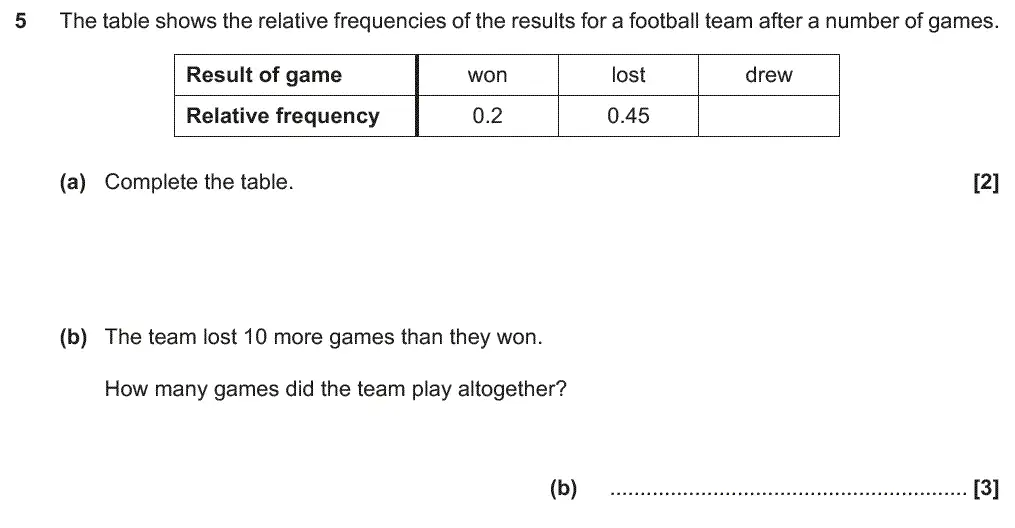 Question 5 - GCSE OCR Higher Maths Past Paper 5 (Non-Calculator) - June 2018