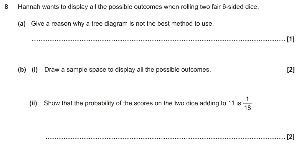 Question 8 - GCSE OCR Higher Maths Past Paper 5 (Non-Calculator) - June 2018