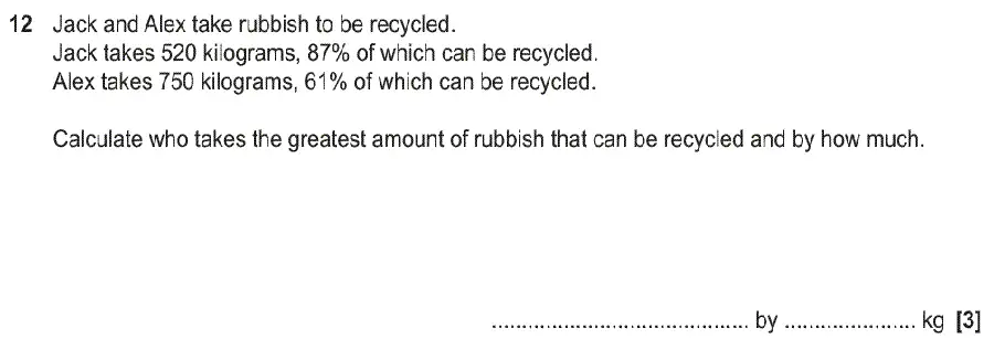 Question 12 - GCSE OCR Foundation Maths Past Paper 1 (Calculator) - June 2019