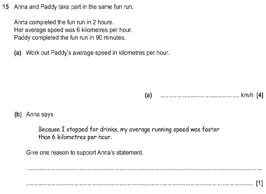 Question 15 - GCSE OCR Foundation Maths Past Paper 1 (Calculator) - June 2019