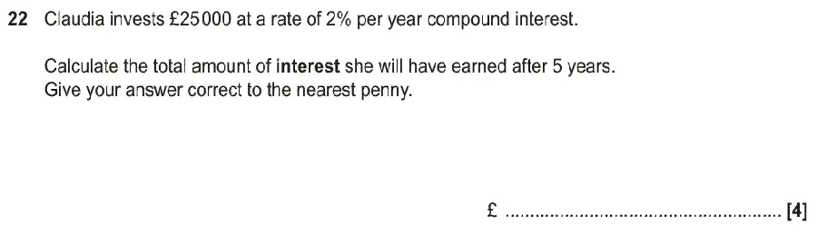 Question 25 - GCSE OCR Foundation Maths Past Paper 1 (Calculator) - June 2019