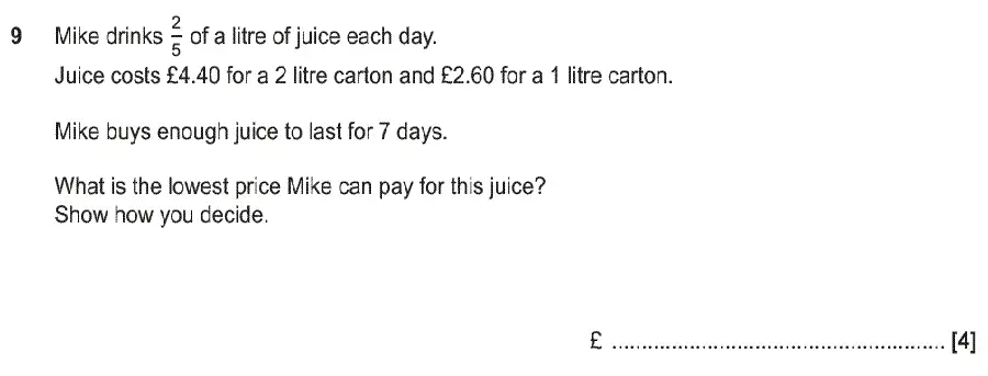 Question 9 - GCSE OCR Foundation Maths Past Paper 1 (Calculator) - June 2019