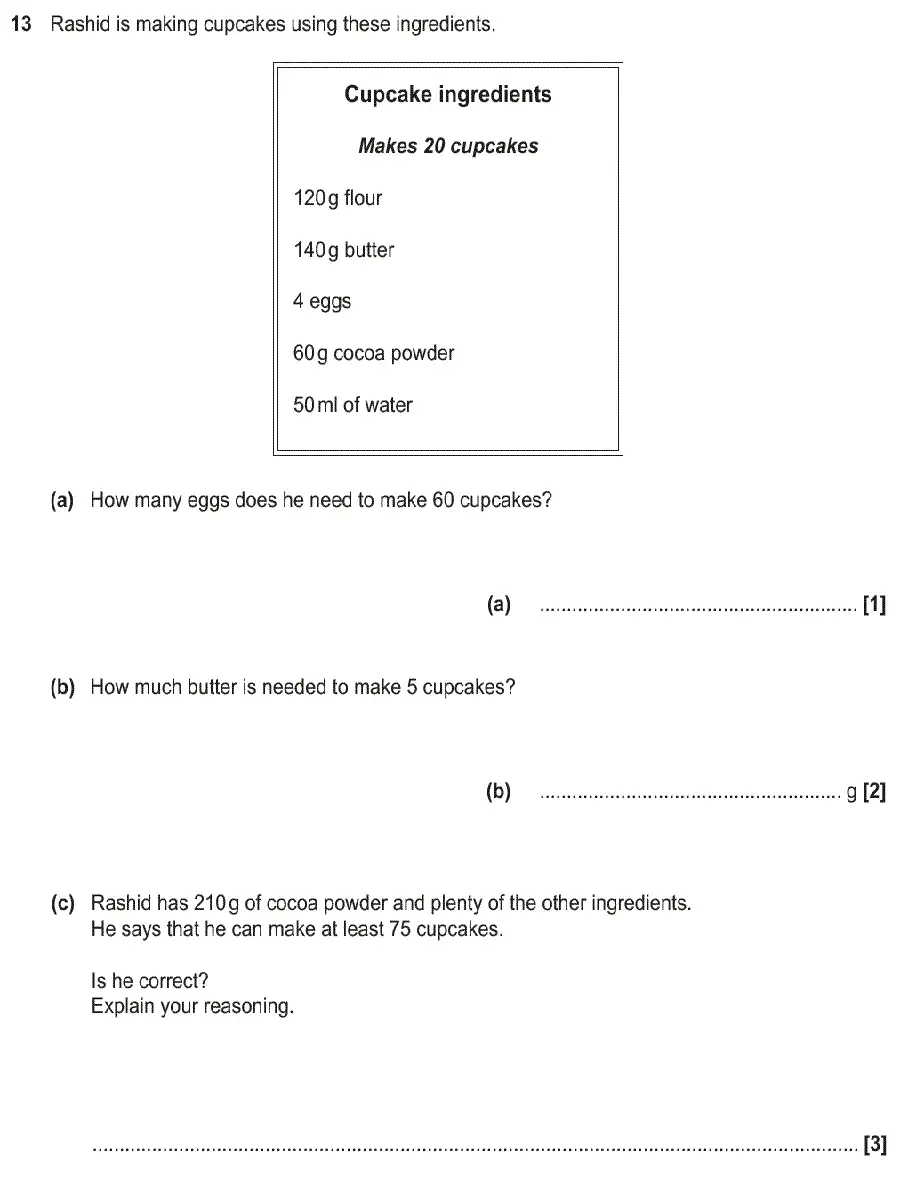 Question 13 - GCSE OCR Foundation Maths Past Paper 2 (Non-Calculator) - June 2019