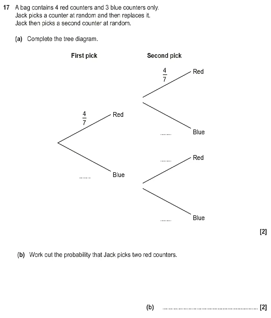 Question 17 - GCSE OCR Foundation Maths Past Paper 2 (Non-Calculator) - June 2019