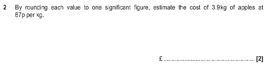 Question 2 - GCSE OCR Foundation Maths Past Paper 2 (Non-Calculator) - June 2019