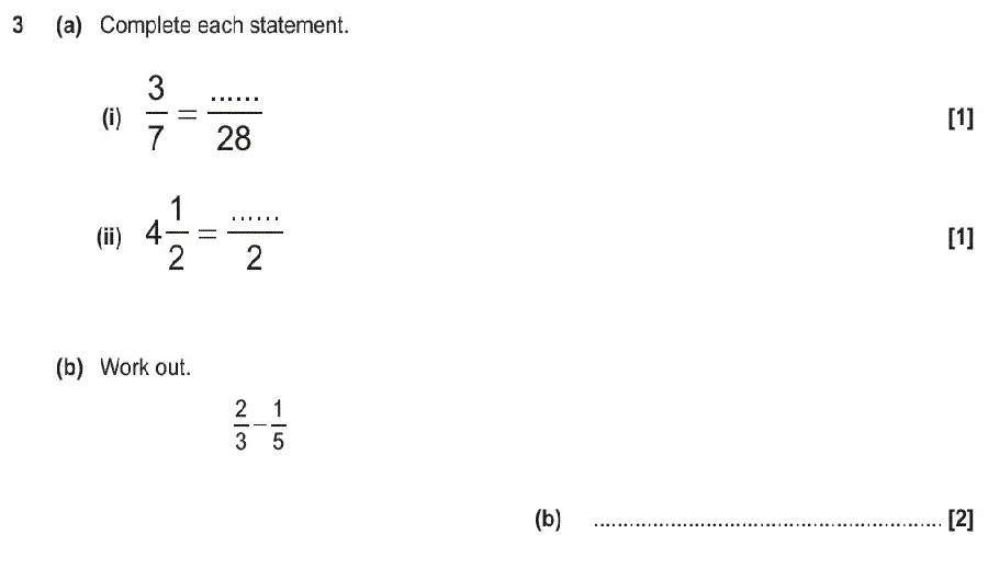 Question 3 - GCSE OCR Foundation Maths Past Paper 2 (Non-Calculator) - June 2019