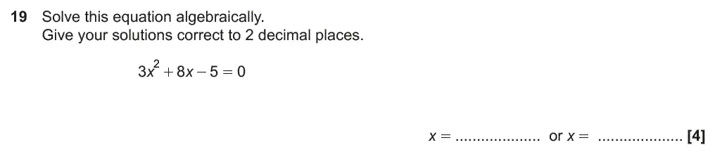 Question 19 - GCSE OCR Higher Maths Past Paper 4 (Calculator) - June 2019