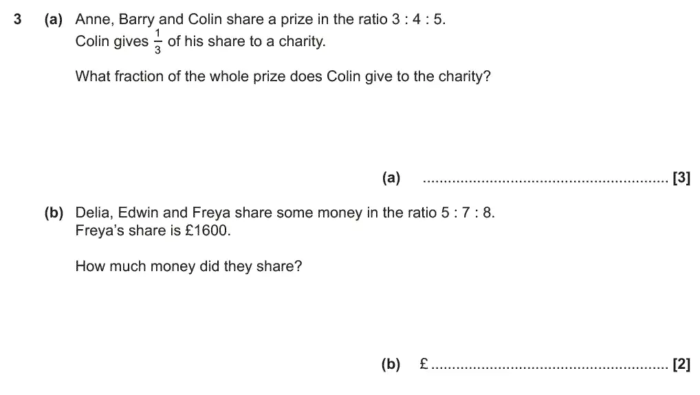 Question 3 - GCSE OCR Higher Maths Past Paper 4 (Calculator) - June 2019