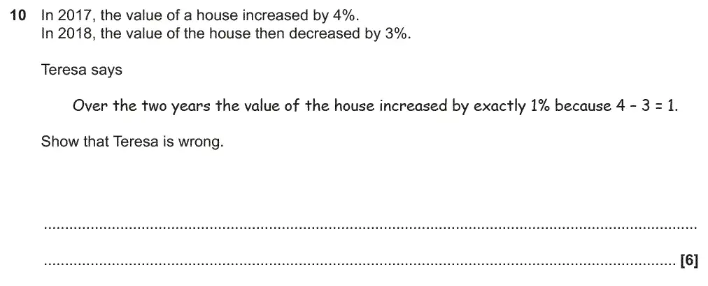 Question 10 - GCSE OCR Higher Maths Past Paper 6 (Calculator) - June 2019