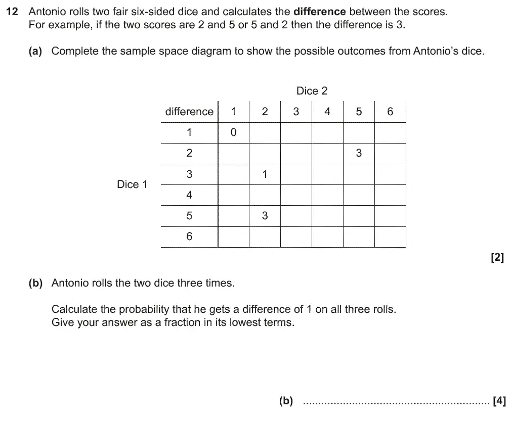 Question 12 - GCSE OCR Higher Maths Past Paper 6 (Calculator) - June 2019