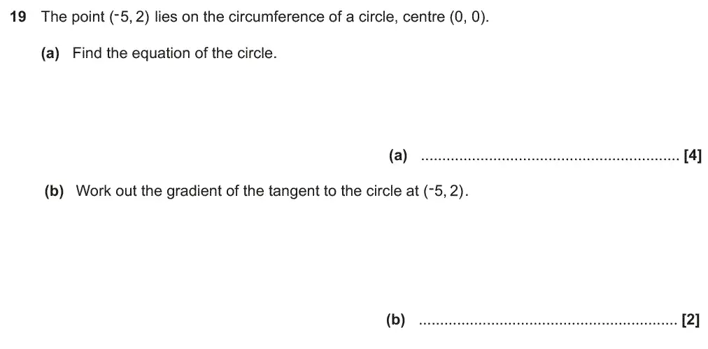 Question 19 - GCSE OCR Higher Maths Past Paper 6 (Calculator) - June 2019