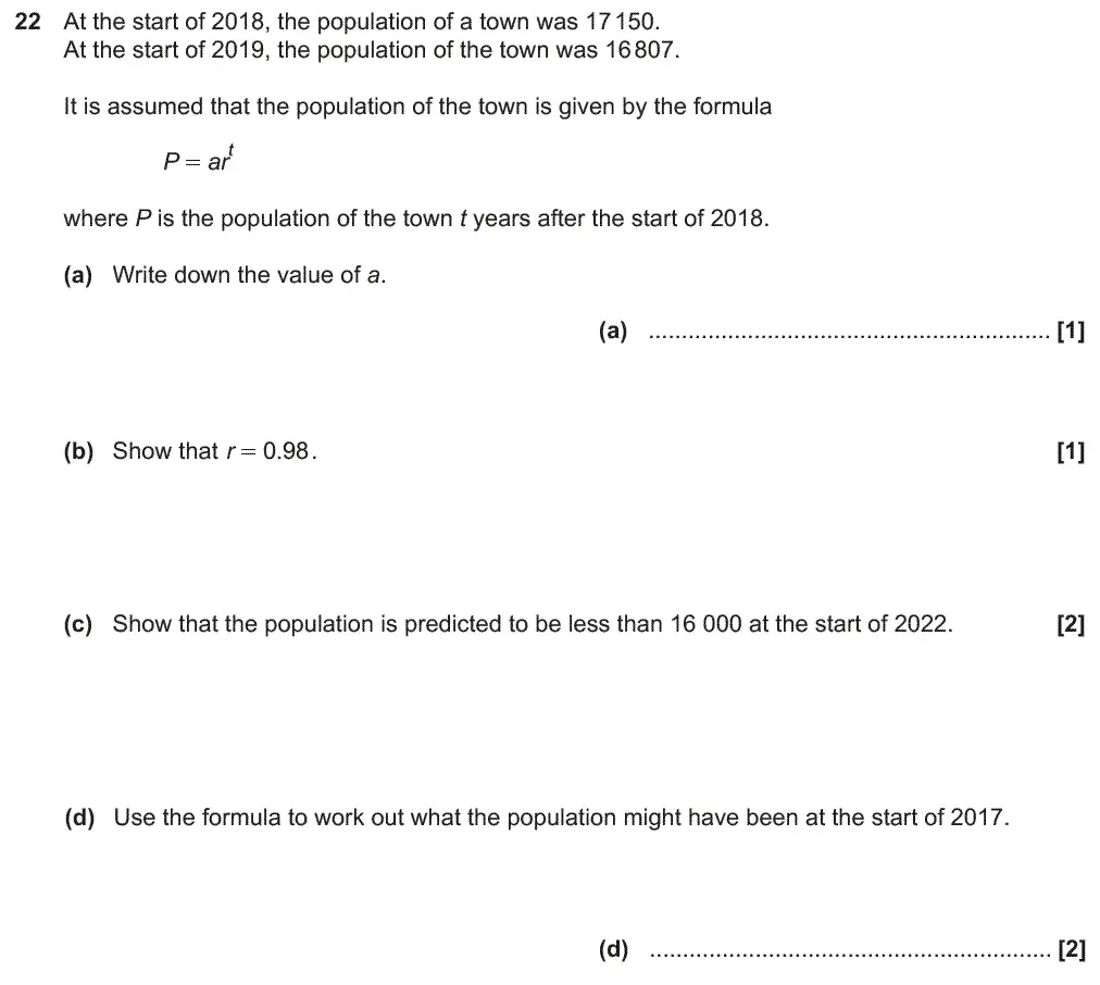 Question 22 - GCSE OCR Higher Maths Past Paper 6 (Calculator) - June 2019