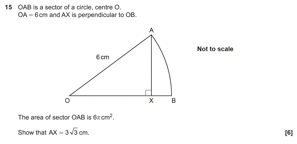 Question 15 - GCSE OCR Higher Maths Past Paper 5 (Non-Calculator) - June 2019