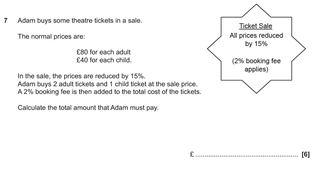 Question 7 - GCSE OCR Higher Maths Past Paper 5 (Non-Calculator) - June 2019