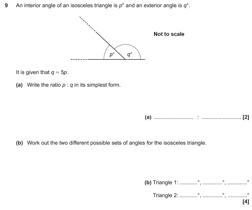 Question 9 - GCSE OCR Higher Maths Past Paper 5 (Non-Calculator) - June 2019