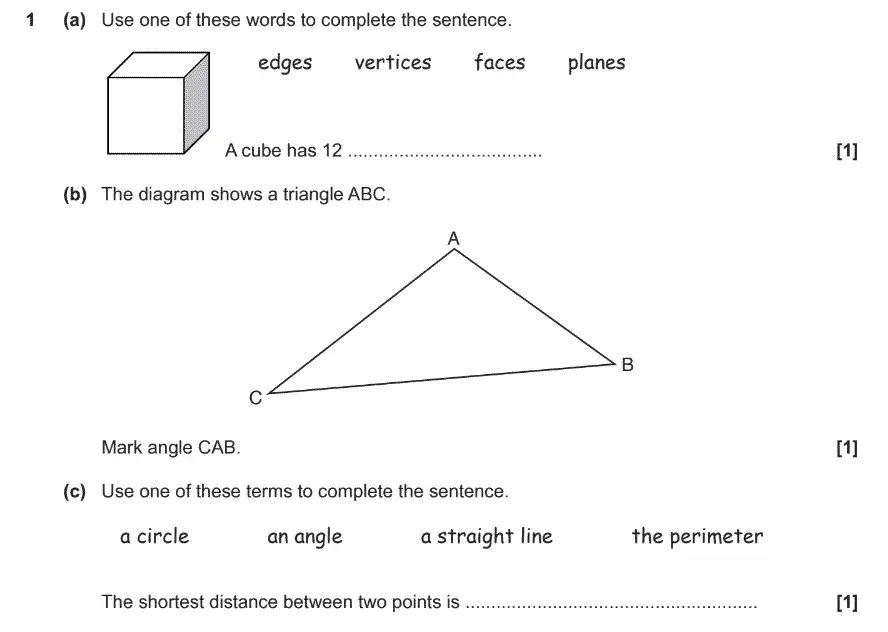 Question 1 - GCSE OCR Foundation Maths Past Paper 3 (Calculator) - November 2017