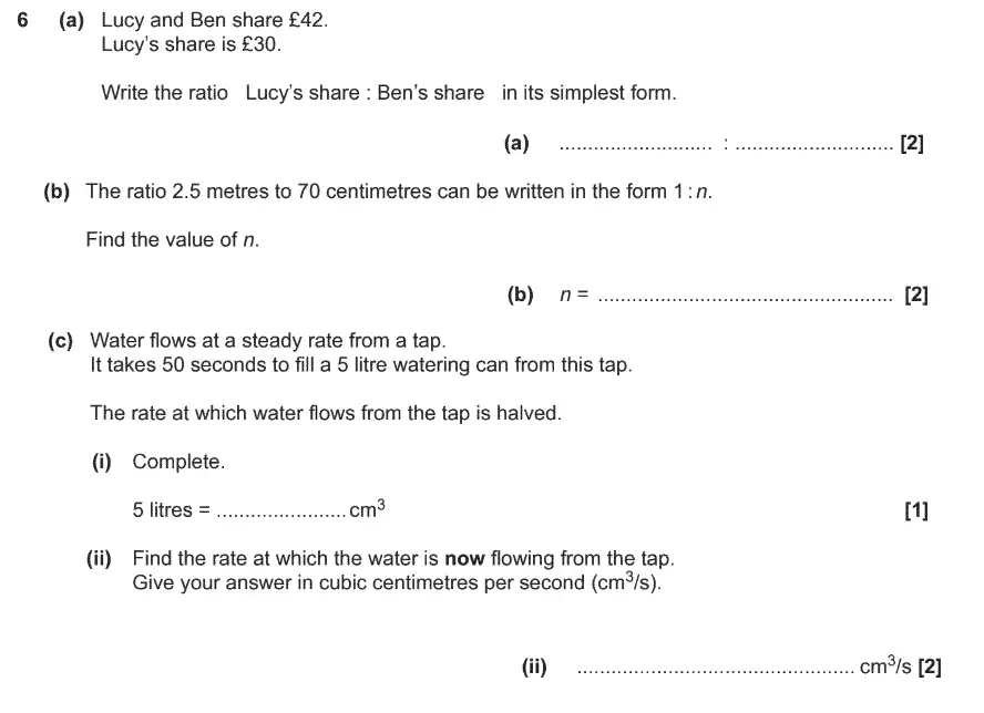 Question 6 - GCSE OCR Foundation Maths Past Paper 3 (Calculator) - November 2017