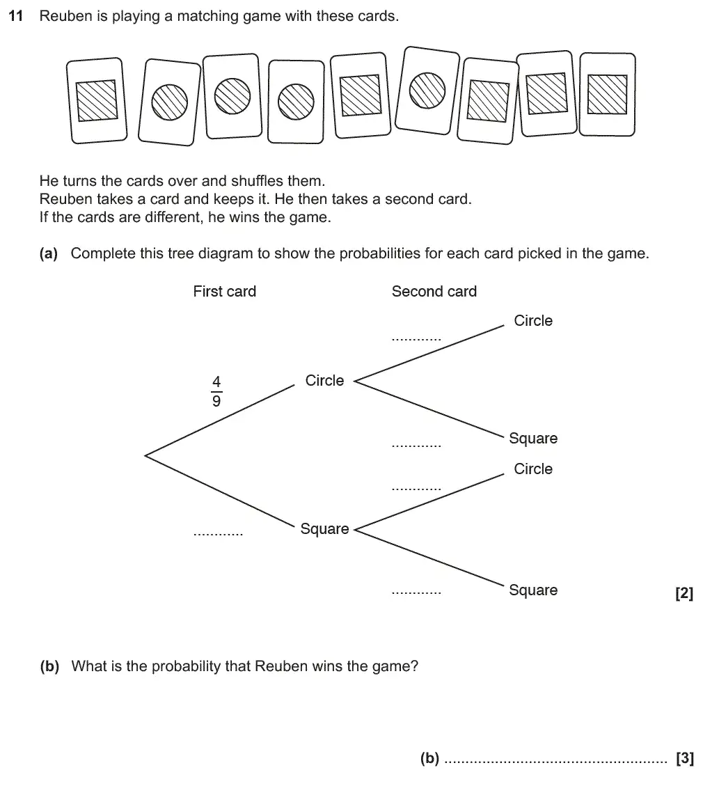 Question 11 - GCSE OCR Higher Maths Past Paper 6 (Calculator) - November 2017