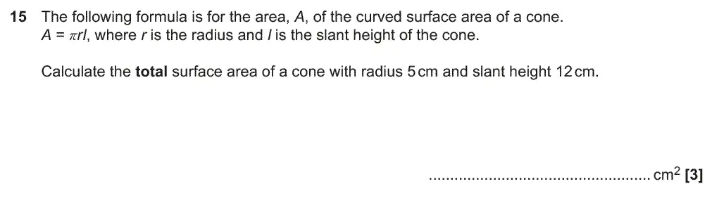 Question 15 - GCSE OCR Higher Maths Past Paper 6 (Calculator) - November 2017