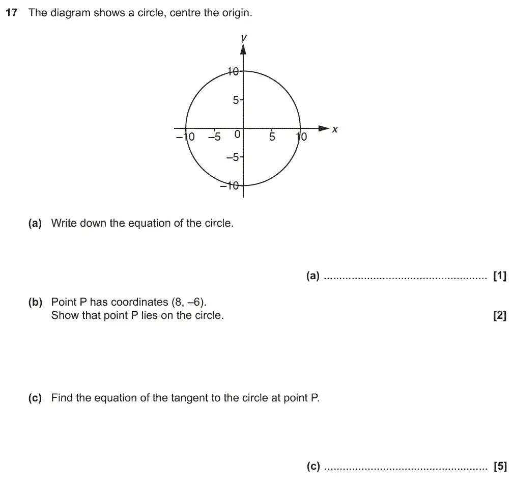 Question 17 - GCSE OCR Higher Maths Past Paper 6 (Calculator) - November 2017