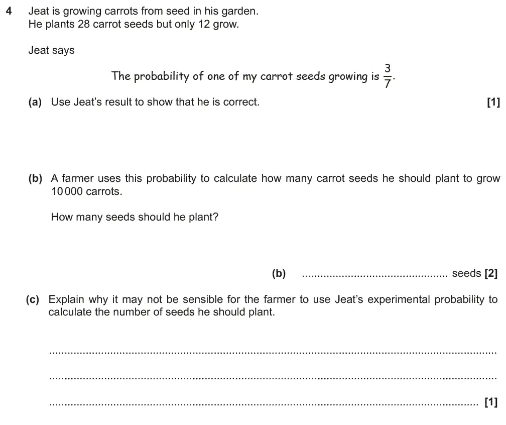 Question 4 - GCSE OCR Higher Maths Past Paper 6 (Calculator) - November 2017