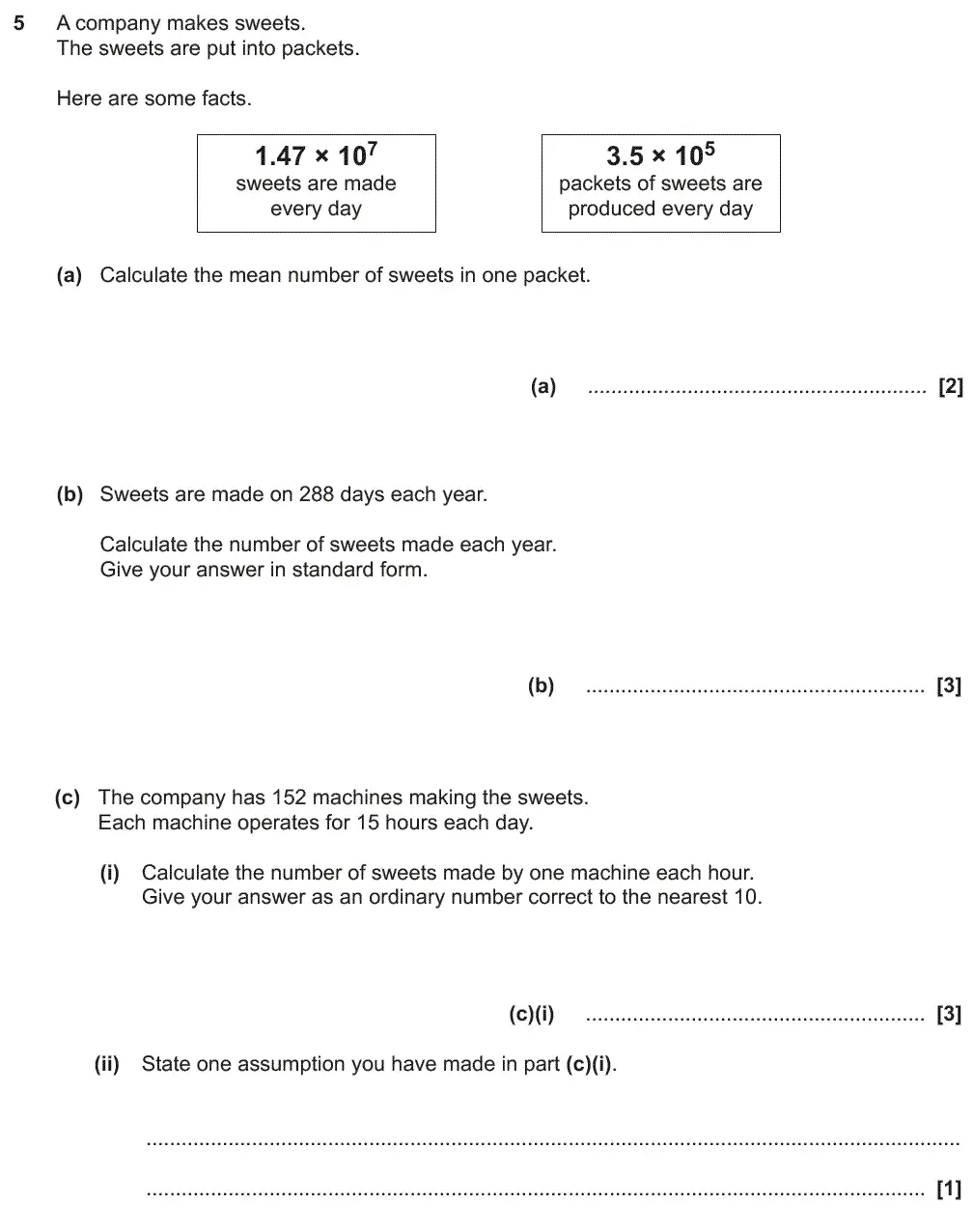 Question 5 - GCSE OCR Higher Maths Past Paper 6 (Calculator) - November 2017
