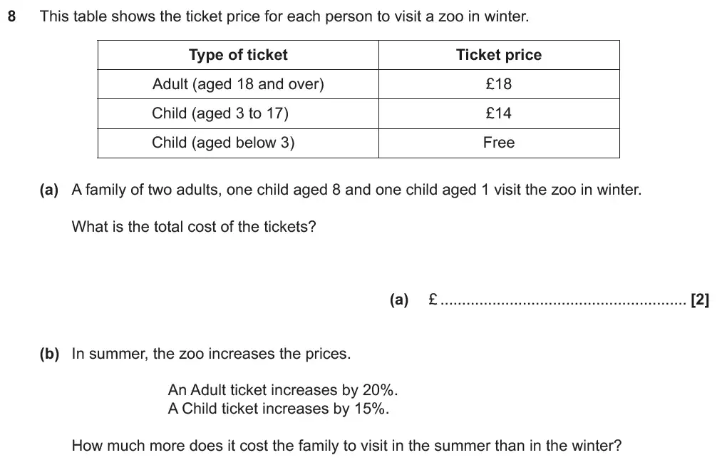 Question 11 - GCSE OCR Foundation Maths Past Paper 3 (Calculator) - November 2018