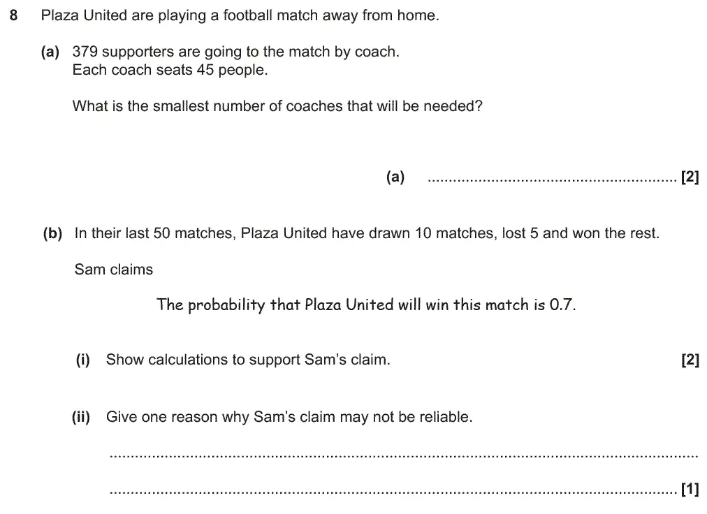 Question 10 - GCSE OCR Foundation Maths Past Paper 1 (Calculator) - November 2019