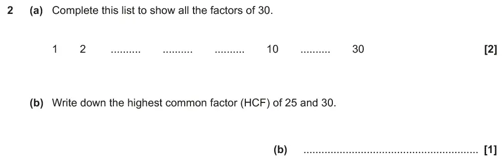 Question 2 - GCSE OCR Foundation Maths Past Paper 1 (Calculator) - November 2019