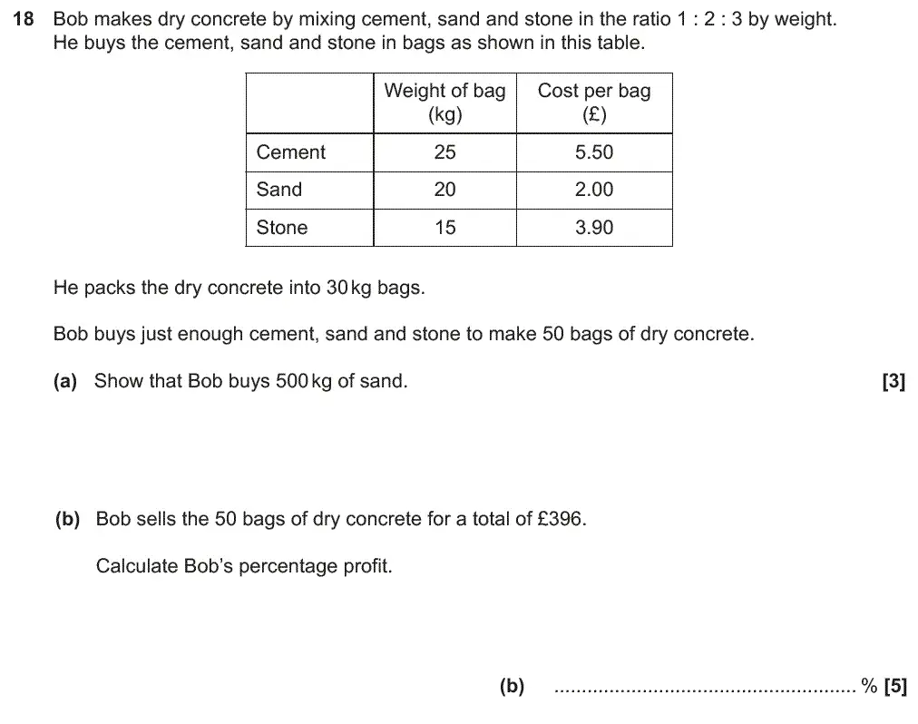 Question 20 - GCSE OCR Foundation Maths Past Paper 1 (Calculator) - November 2019