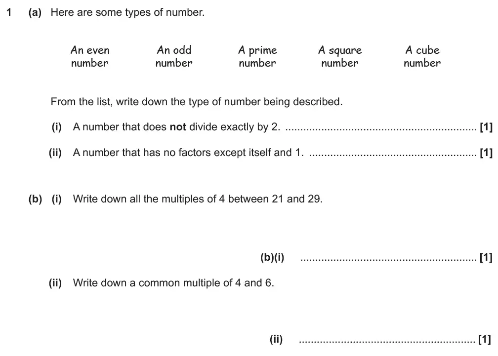 Question 1 - GCSE OCR Foundation Maths Past Paper 3 (Calculator) - November 2019
