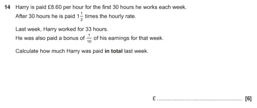 Question 14 - GCSE OCR Foundation Maths Past Paper 1 (Calculator) - November 2020
