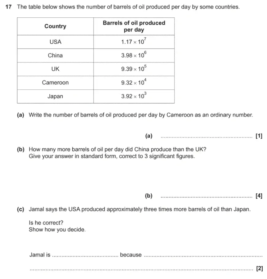 Question 17(a,b,c) - GCSE OCR Foundation Maths Past Paper 1 (Calculator) - November 2020