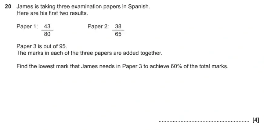 Question 20 - GCSE OCR Foundation Maths Past Paper 1 (Calculator) - November 2020