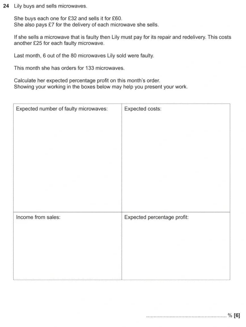 Question 24 - GCSE OCR Foundation Maths Past Paper 1 (Calculator) - November 2020