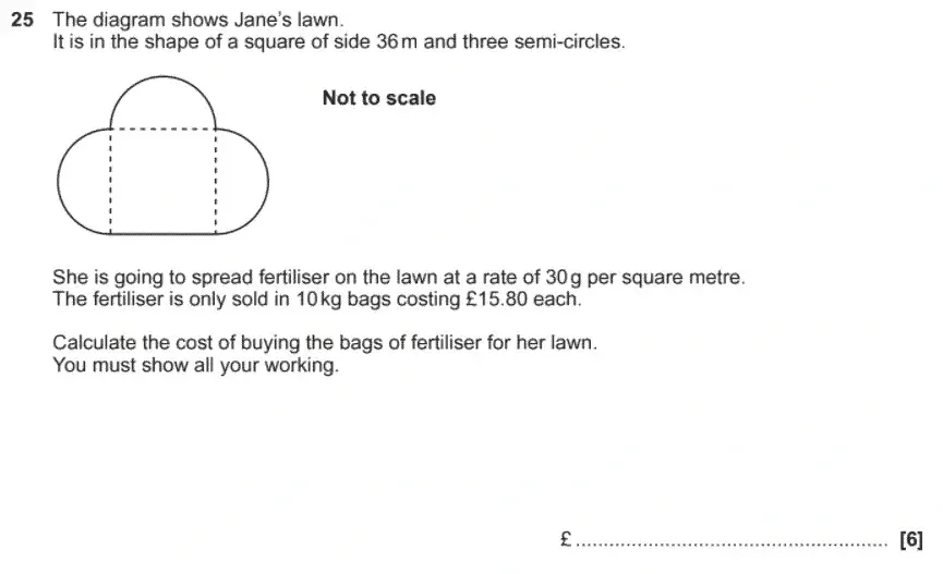 Question 25 - GCSE OCR Foundation Maths Past Paper 1 (Calculator) - November 2020
