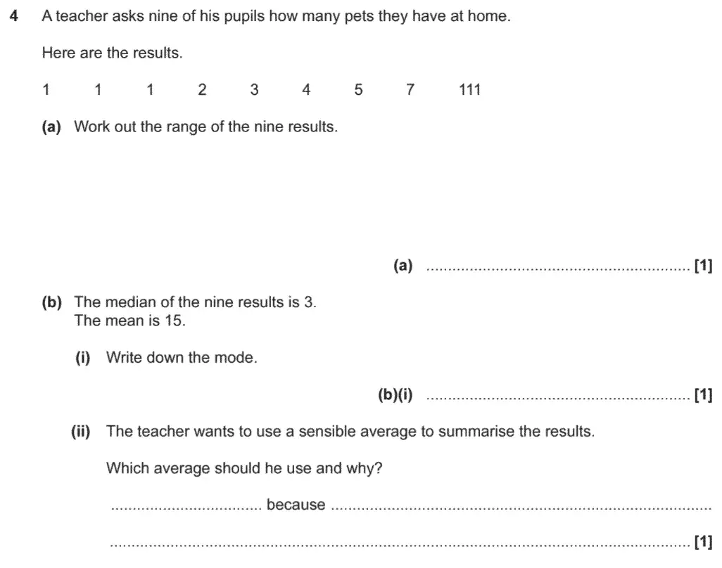Question 5 - GCSE OCR Foundation Maths Past Paper 3 (Calculator) - November 2020