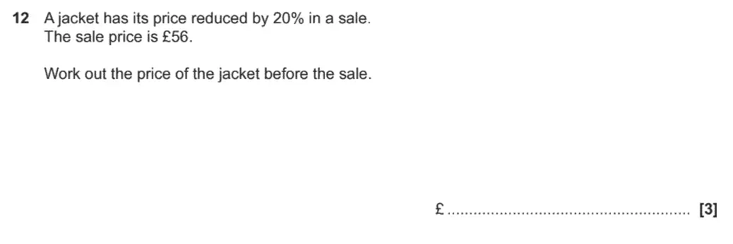 Question 12 - GCSE OCR Foundation Maths Past Paper 2 (Non-Calculator) - November 2020