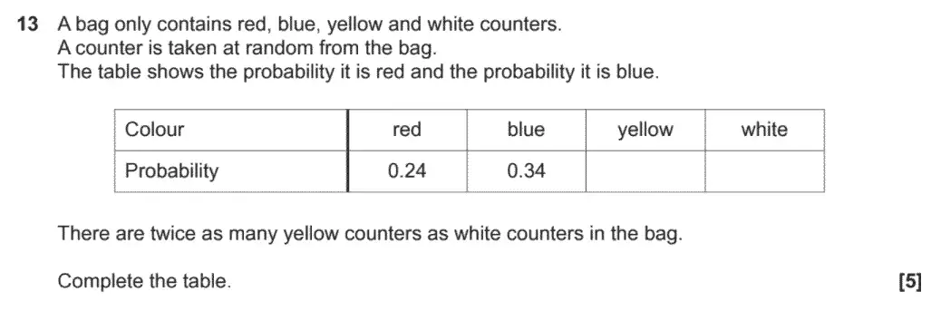 Question 13 - GCSE OCR Foundation Maths Past Paper 2 (Non-Calculator) - November 2020