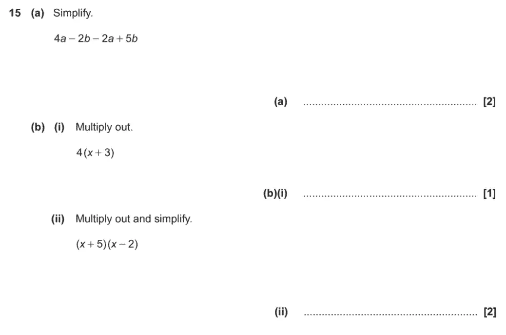 Question 15 - GCSE OCR Foundation Maths Past Paper 2 (Non-Calculator) - November 2020