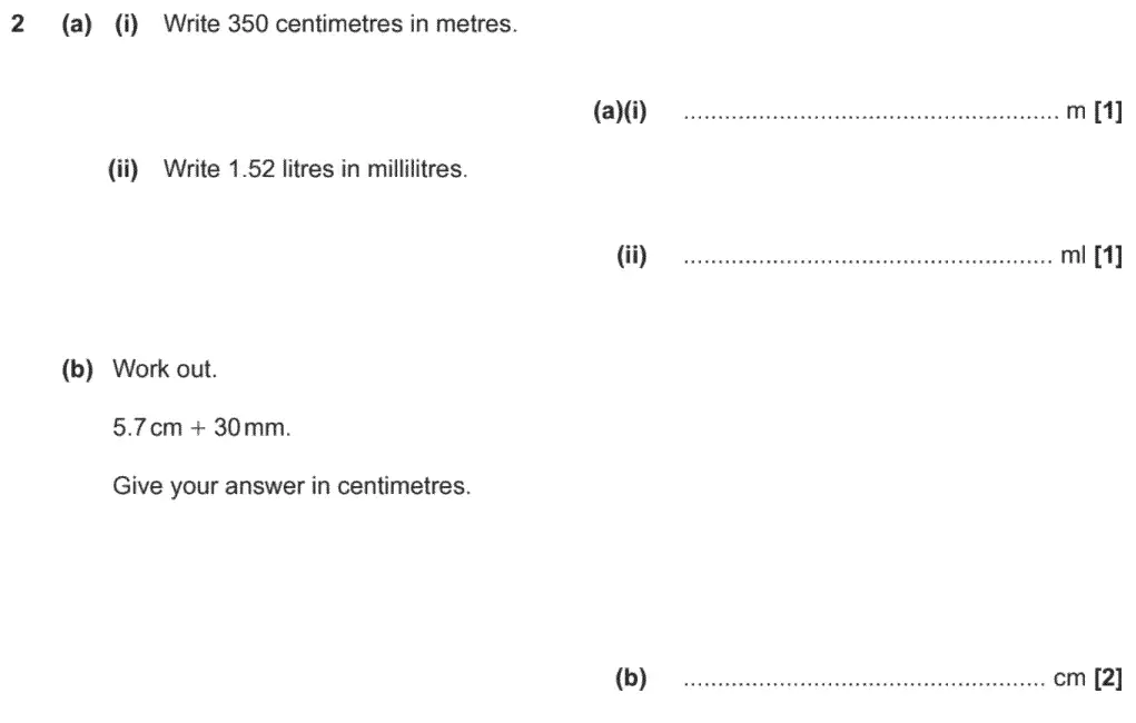 Question 2 - GCSE OCR Foundation Maths Past Paper 2 (Non-Calculator) - November 2020