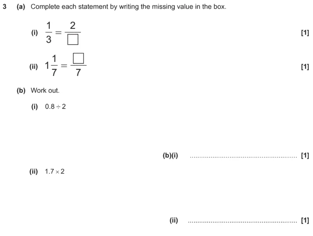 Question 3 - GCSE OCR Foundation Maths Past Paper 2 (Non-Calculator) - November 2020