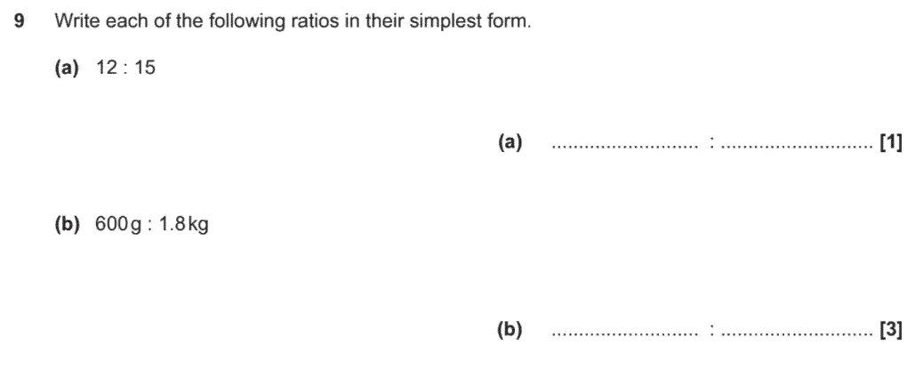 Question 9 - GCSE OCR Foundation Maths Past Paper 2 (Non-Calculator) - November 2020